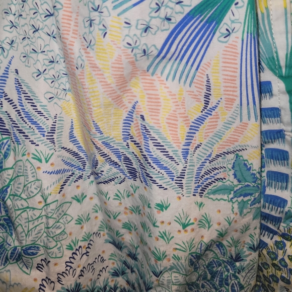 🌴 Tea Collection Off Shoulder Tropical Floral Blue Green Print Dress Girls 5 - Picture 3 of 7